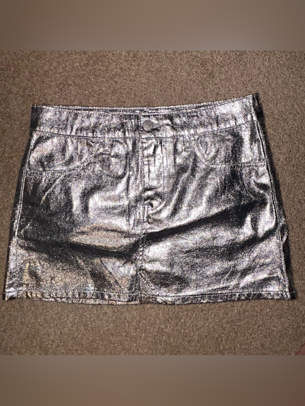 Metallic Silver Mini Skirt